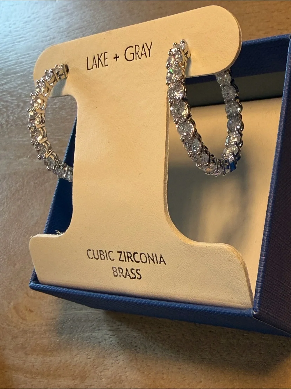 Silver Cubic Zirconia Hoop Earrings - Clear Sparkle